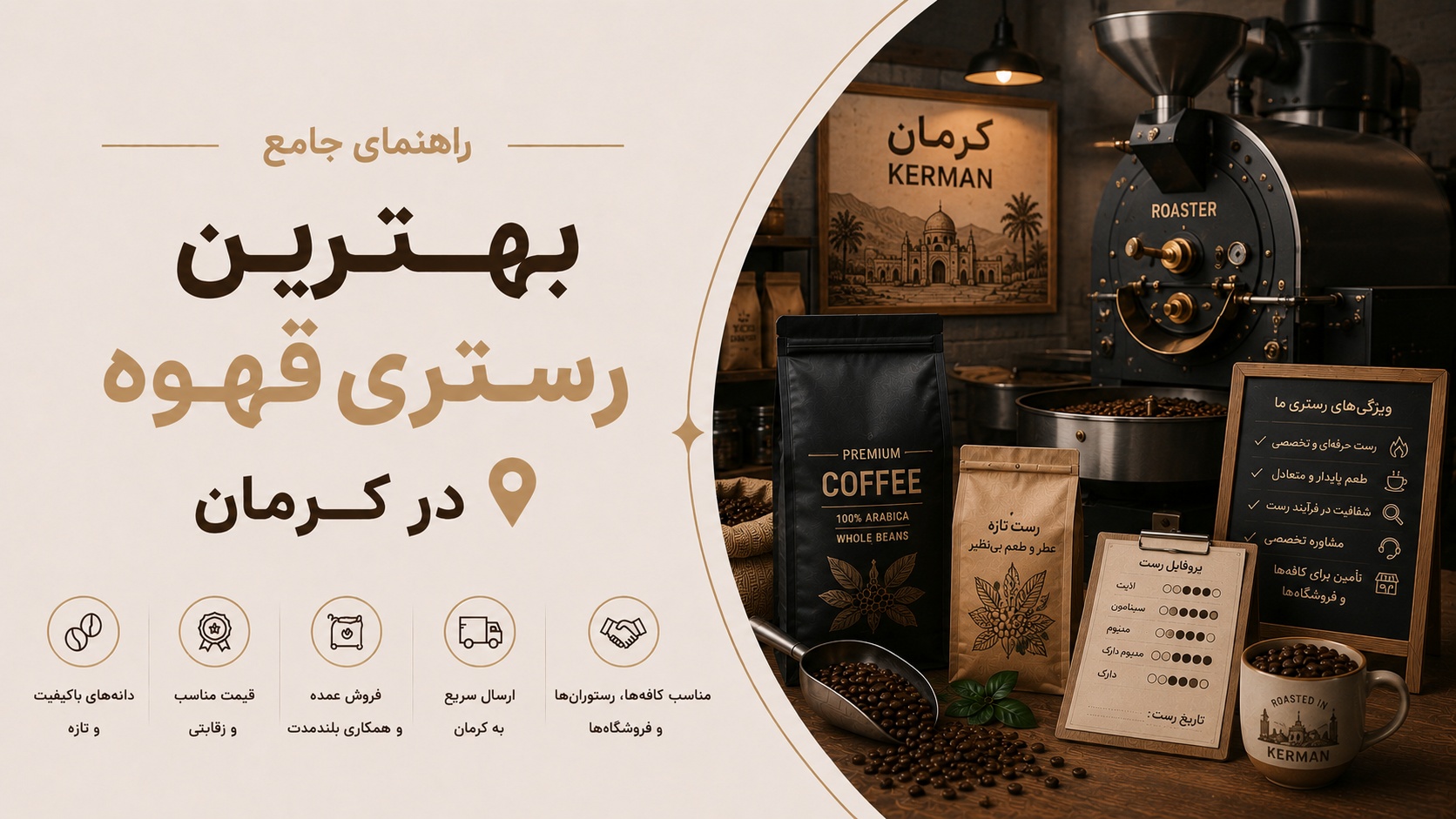 بهترین رستری قهوه در کرمان: کیفیت، قیمت و تجربه خرید بی‌نظیر